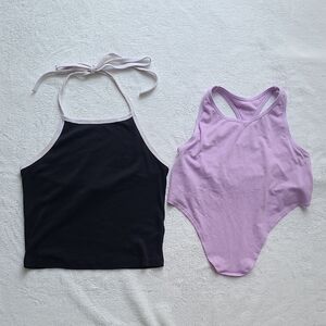 Aerie Lavender Purple Forever 21 Black Halter Crop Top Bundle Small Festival
